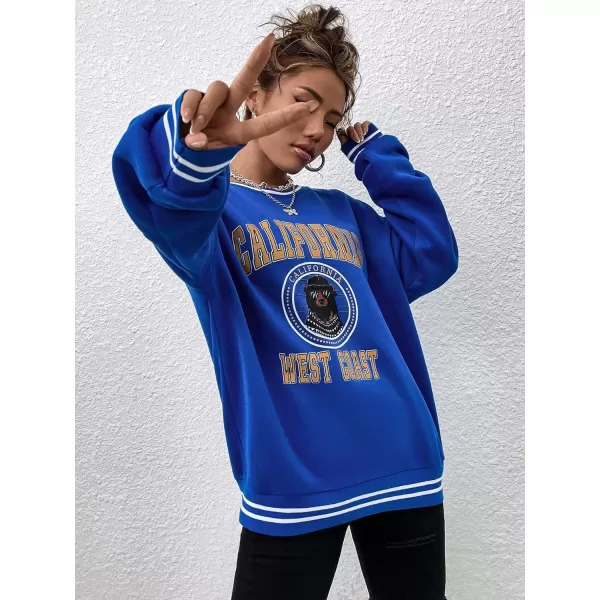 SweatyRocks Women's Casual Sweatshirt Long Sleeve Graphic Print Pullover Tops