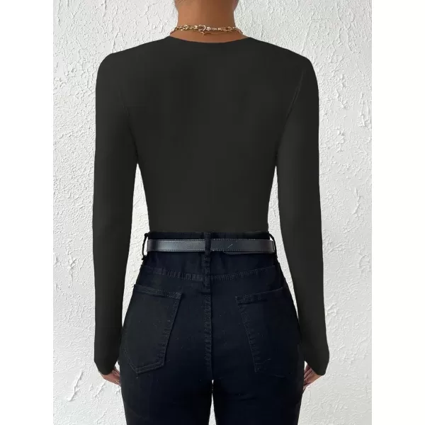 SweatyRocks Women's Casual Sweetheart Neck Long Sleeve Bodysuit Top Wrap Ruched Slim Fit Bodysuit Jumpsuit