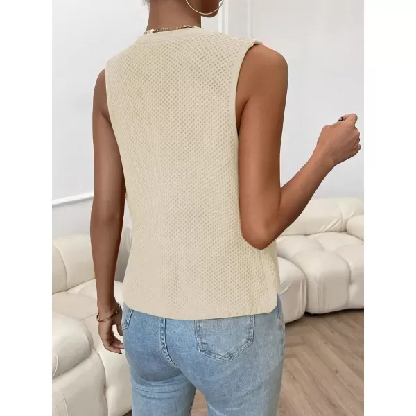 SweatyRocks Women's Casual V Neck Button Down Vest Tank Top Sleeveless Cardigan Sweater Vest
