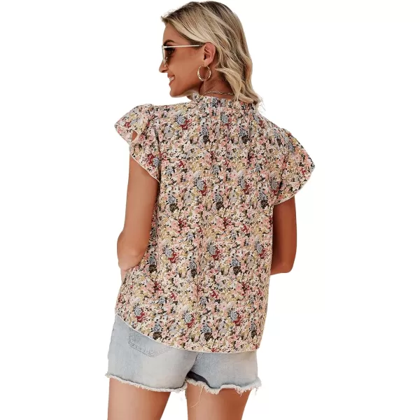 SweatyRocks Women's Casual V Neck Short Sleeve Frill Trim Blouse Shirt Top