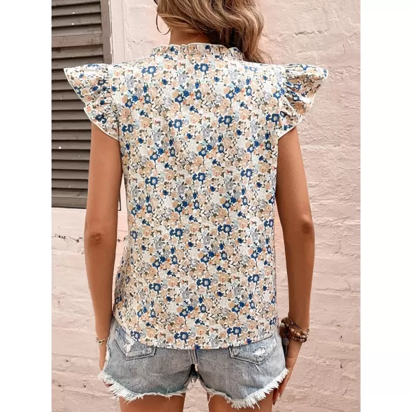 SweatyRocks Women's Casual V Neck Short Sleeve Frill Trim Blouse Shirt Top