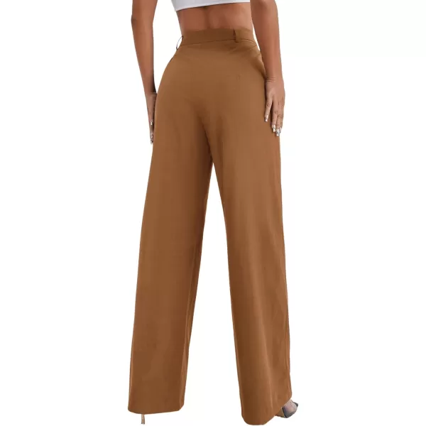 SweatyRocks Women's Casual Wide Leg High Waisted Button Down Straight Long Trousers Pants