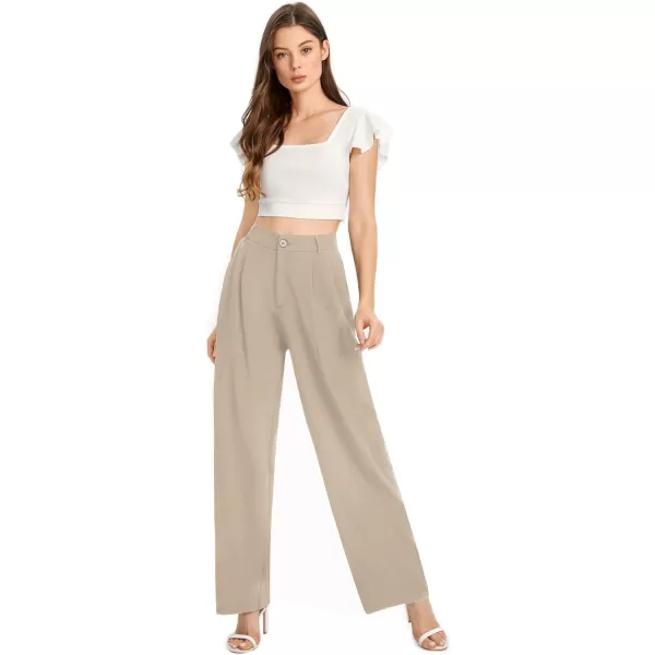 SweatyRocks Women's Casual Wide Leg High Waisted Button Down Straight Long Trousers Pants