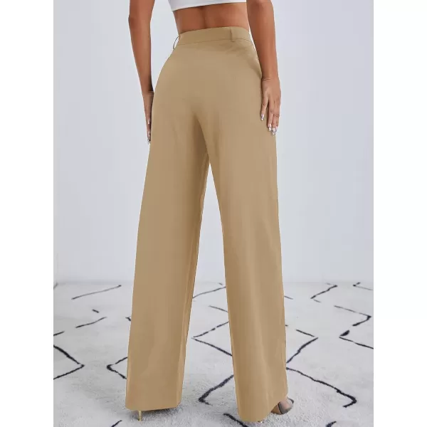 SweatyRocks Women's Casual Wide Leg High Waisted Button Down Straight Long Trousers Pants