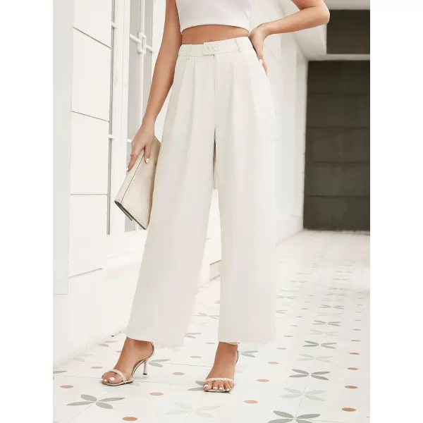 SweatyRocks Women's Casual Wide Leg High Waisted Button Down Straight Long Trousers Pants