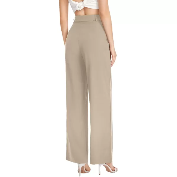 SweatyRocks Women's Casual Wide Leg High Waisted Button Down Straight Long Trousers Pants