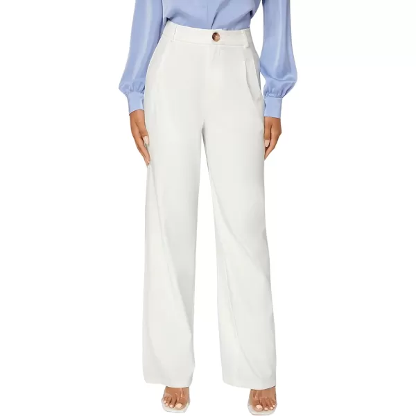 SweatyRocks Women's Casual Wide Leg High Waisted Button Down Straight Long Trousers Pants