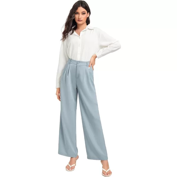 SweatyRocks Women's Casual Wide Leg High Waisted Button Down Straight Long Trousers Pants