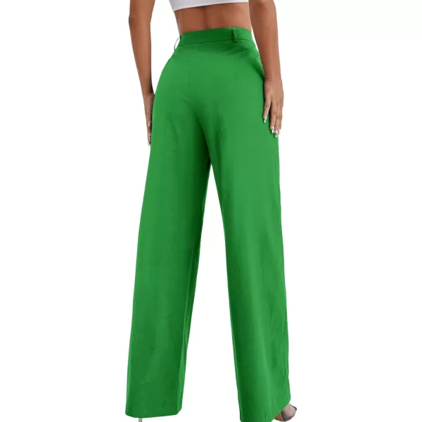 SweatyRocks Women's Casual Wide Leg High Waisted Button Down Straight Long Trousers Pants