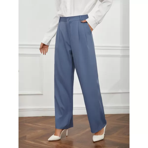 SweatyRocks Women's Casual Wide Leg High Waisted Button Down Straight Long Trousers Pants