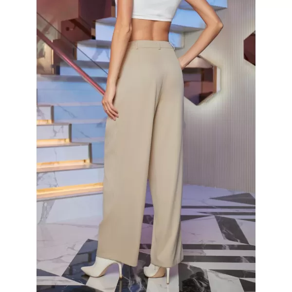 SweatyRocks Women's Casual Wide Leg High Waisted Button Down Straight Long Trousers Pants