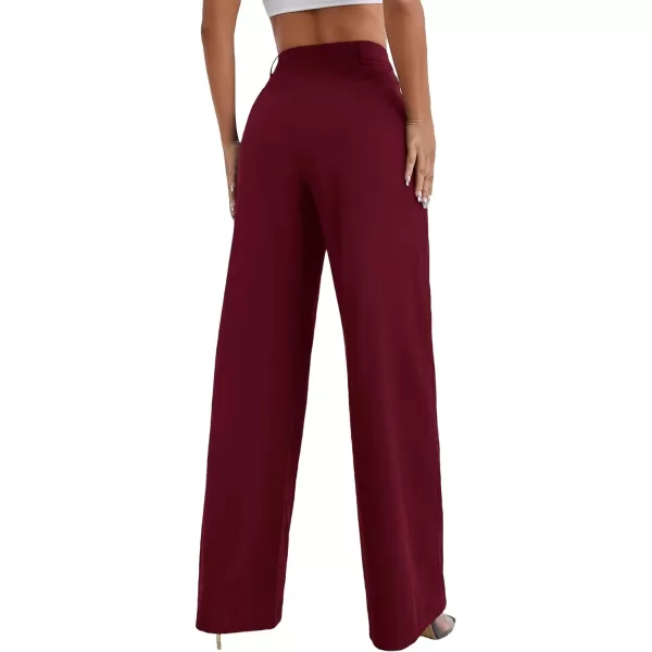 SweatyRocks Women's Casual Wide Leg High Waisted Button Down Straight Long Trousers Pants