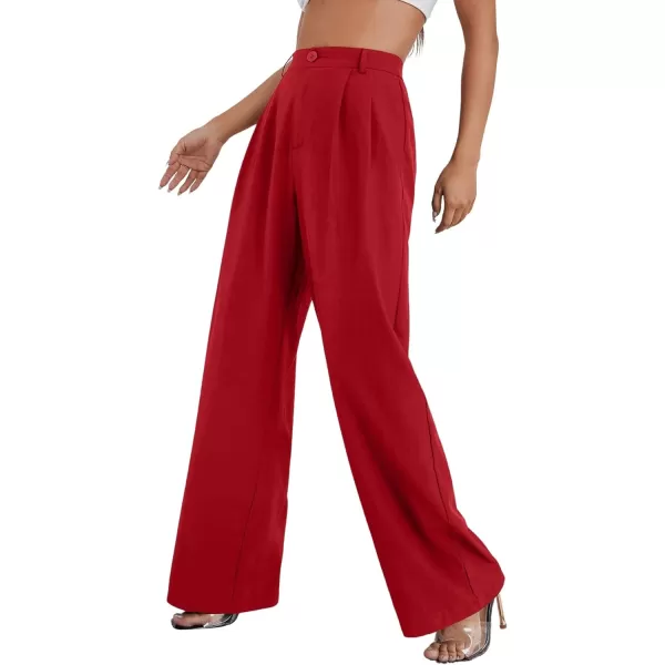 SweatyRocks Women's Casual Wide Leg High Waisted Button Down Straight Long Trousers Pants
