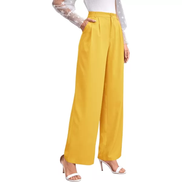 SweatyRocks Women's Casual Wide Leg High Waisted Button Down Straight Long Trousers Pants