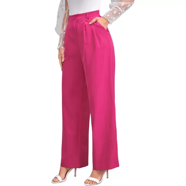 SweatyRocks Women's Casual Wide Leg High Waisted Button Down Straight Long Trousers Pants