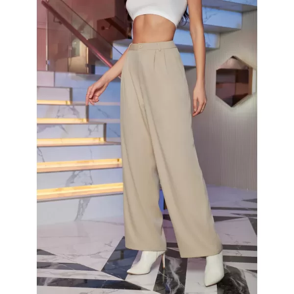 SweatyRocks Women's Casual Wide Leg High Waisted Button Down Straight Long Trousers Pants
