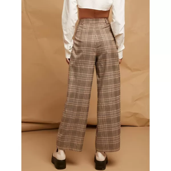 SweatyRocks Women's Casual Wide Leg High Waisted Button Down Straight Long Trousers Pants