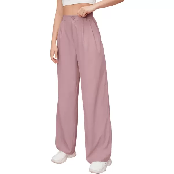 SweatyRocks Women's Casual Wide Leg High Waisted Button Down Straight Long Trousers Pants