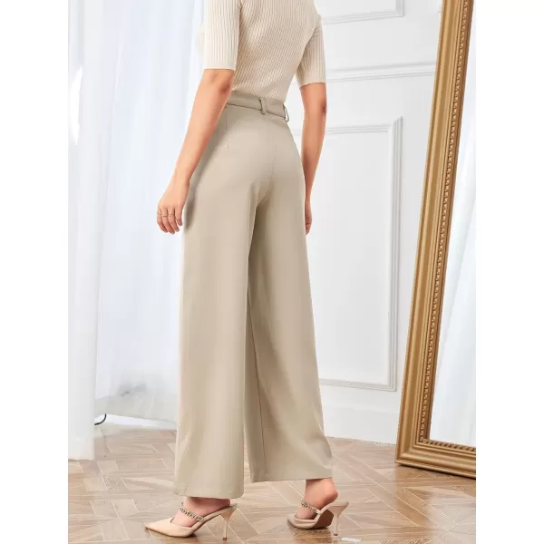 SweatyRocks Women's Casual Wide Leg High Waisted Button Down Straight Long Trousers Pants