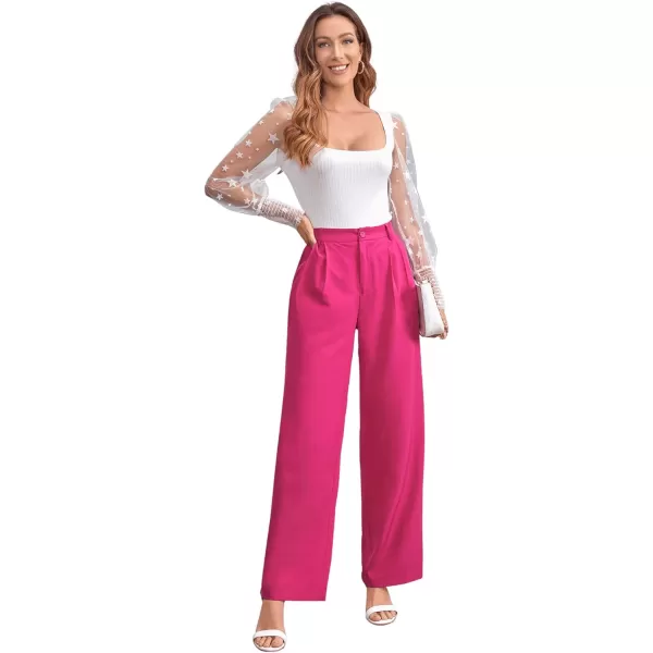 SweatyRocks Women's Casual Wide Leg High Waisted Button Down Straight Long Trousers Pants