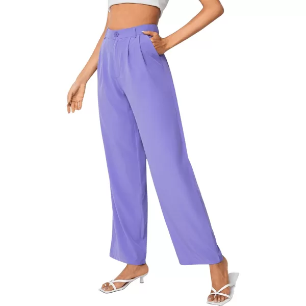 SweatyRocks Women's Casual Wide Leg High Waisted Button Down Straight Long Trousers Pants