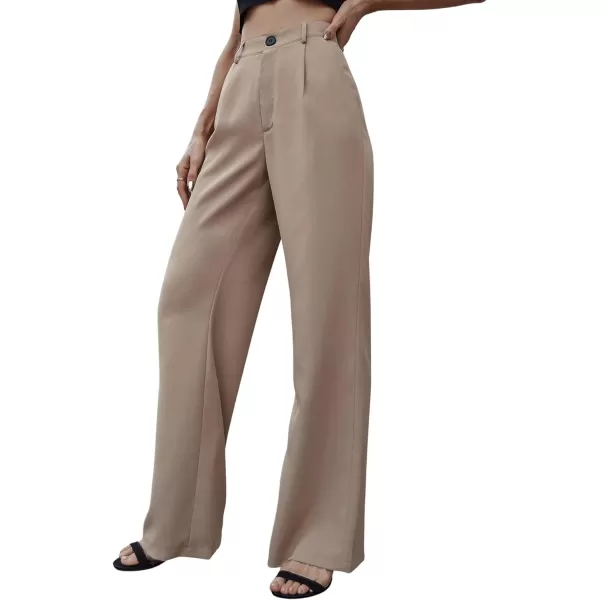 SweatyRocks Women's Casual Wide Leg High Waisted Button Down Straight Long Trousers Pants