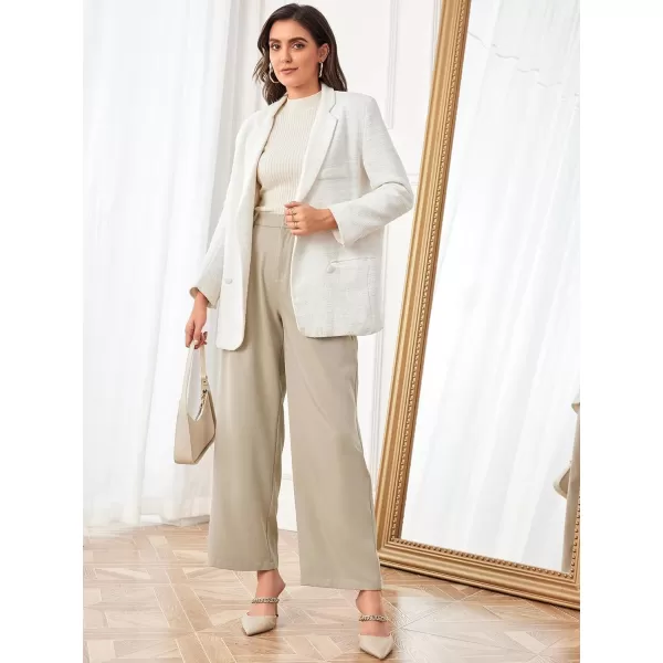 SweatyRocks Women's Casual Wide Leg High Waisted Button Down Straight Long Trousers Pants
