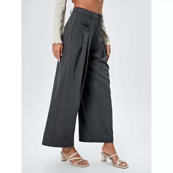 SweatyRocks Women's Casual Wide Leg High Waisted Button Down Straight Long Trousers Pants