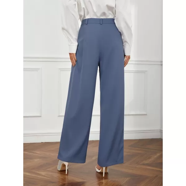SweatyRocks Women's Casual Wide Leg High Waisted Button Down Straight Long Trousers Pants