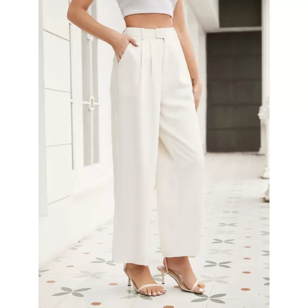 SweatyRocks Women's Casual Wide Leg High Waisted Button Down Straight Long Trousers Pants