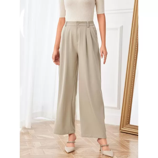 SweatyRocks Women's Casual Wide Leg High Waisted Button Down Straight Long Trousers Pants
