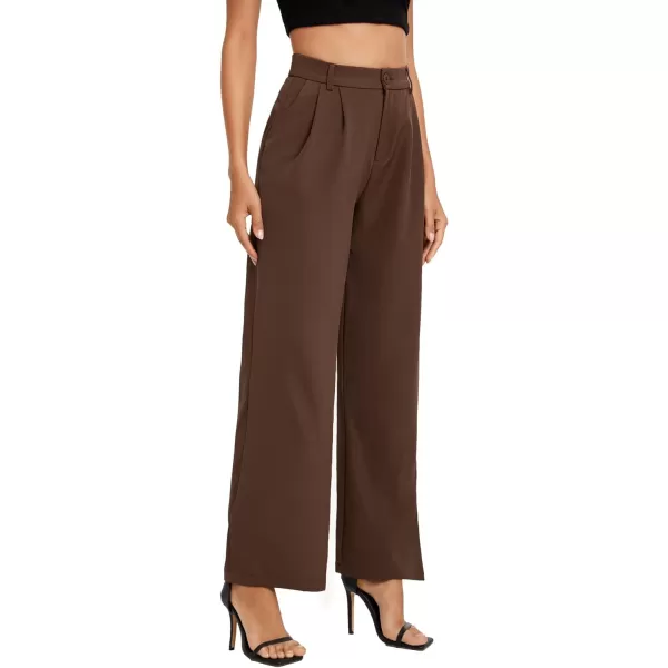SweatyRocks Women's Casual Wide Leg High Waisted Button Down Straight Long Trousers Pants
