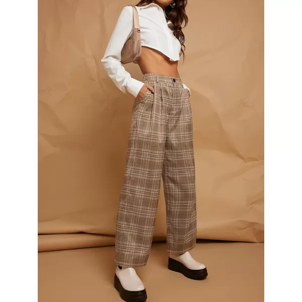SweatyRocks Women's Casual Wide Leg High Waisted Button Down Straight Long Trousers Pants