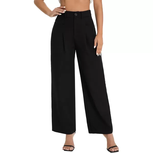 SweatyRocks Women's Casual Wide Leg High Waisted Button Down Straight Long Trousers Pants