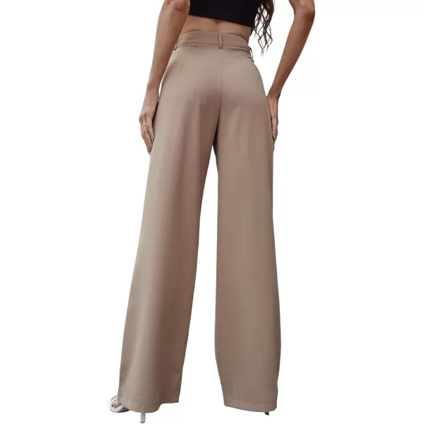 SweatyRocks Women's Casual Wide Leg High Waisted Button Down Straight Long Trousers Pants