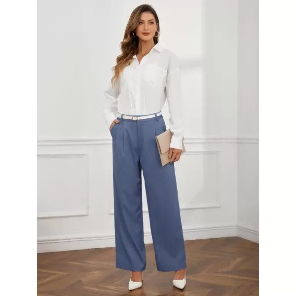 SweatyRocks Women's Casual Wide Leg High Waisted Button Down Straight Long Trousers Pants