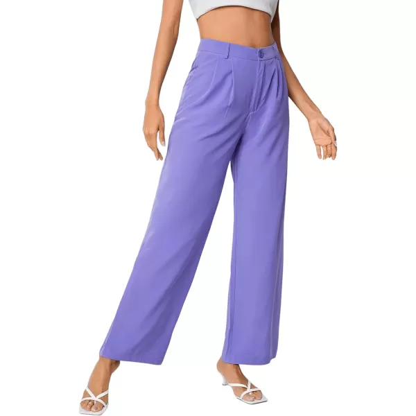 SweatyRocks Women's Casual Wide Leg High Waisted Button Down Straight Long Trousers Pants