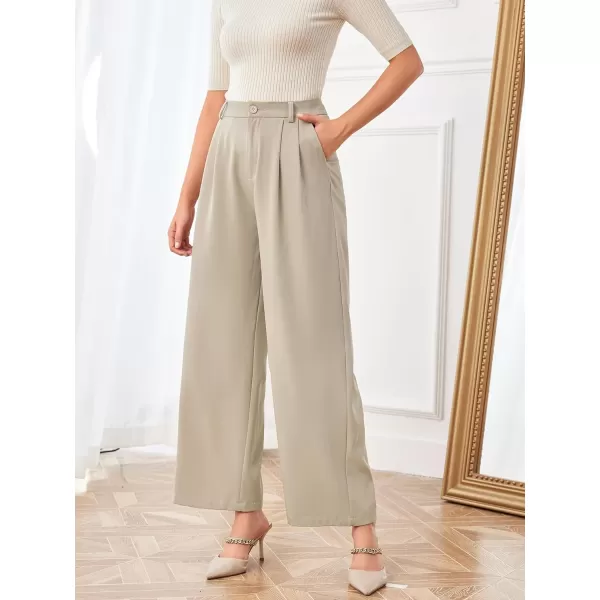 SweatyRocks Women's Casual Wide Leg High Waisted Button Down Straight Long Trousers Pants