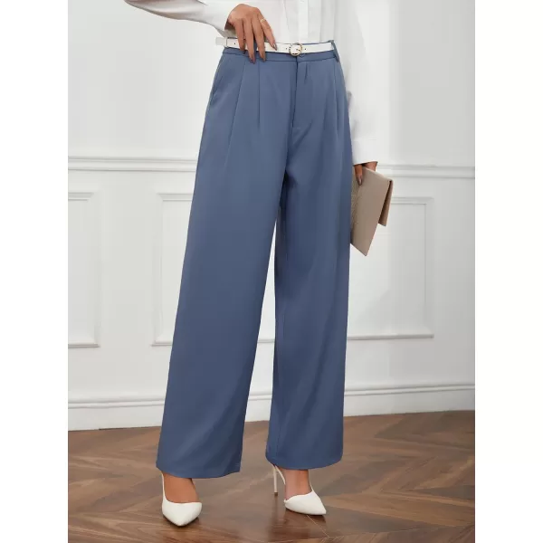 SweatyRocks Women's Casual Wide Leg High Waisted Button Down Straight Long Trousers Pants