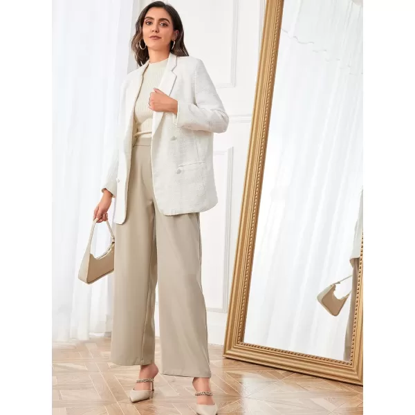 SweatyRocks Women's Casual Wide Leg High Waisted Button Down Straight Long Trousers Pants
