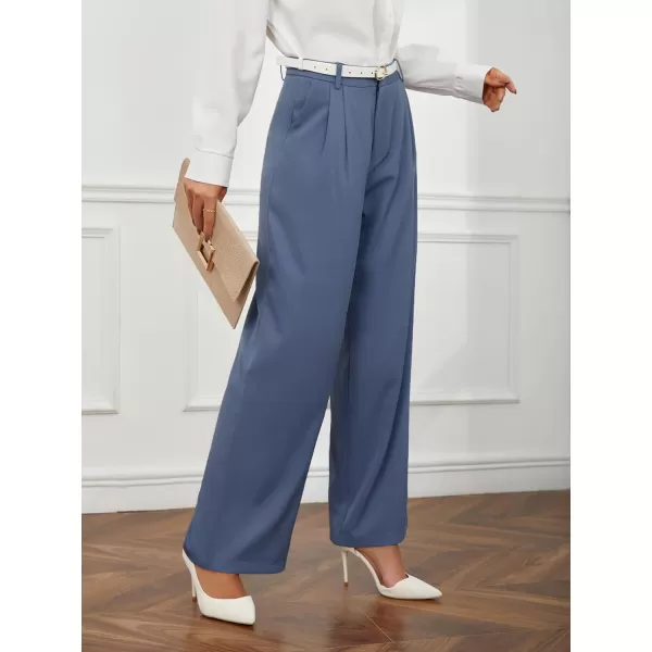 SweatyRocks Women's Casual Wide Leg High Waisted Button Down Straight Long Trousers Pants