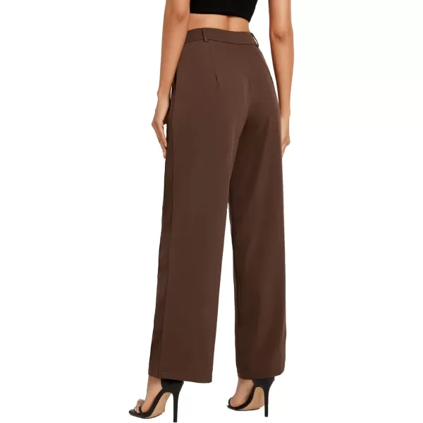 SweatyRocks Women's Casual Wide Leg High Waisted Button Down Straight Long Trousers Pants