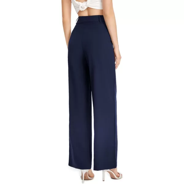 SweatyRocks Women's Casual Wide Leg High Waisted Button Down Straight Long Trousers Pants