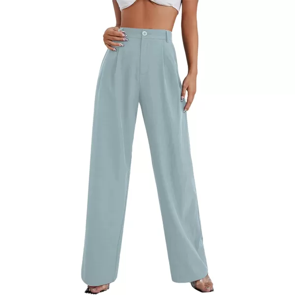 SweatyRocks Women's Casual Wide Leg High Waisted Button Down Straight Long Trousers Pants