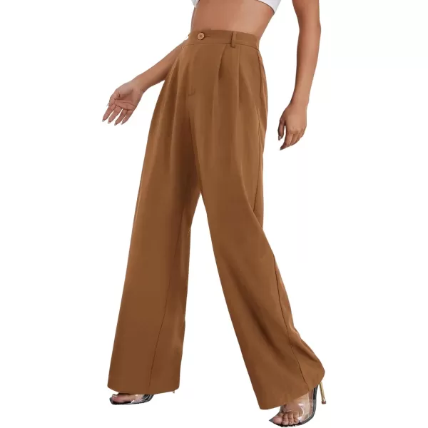 SweatyRocks Women's Casual Wide Leg High Waisted Button Down Straight Long Trousers Pants