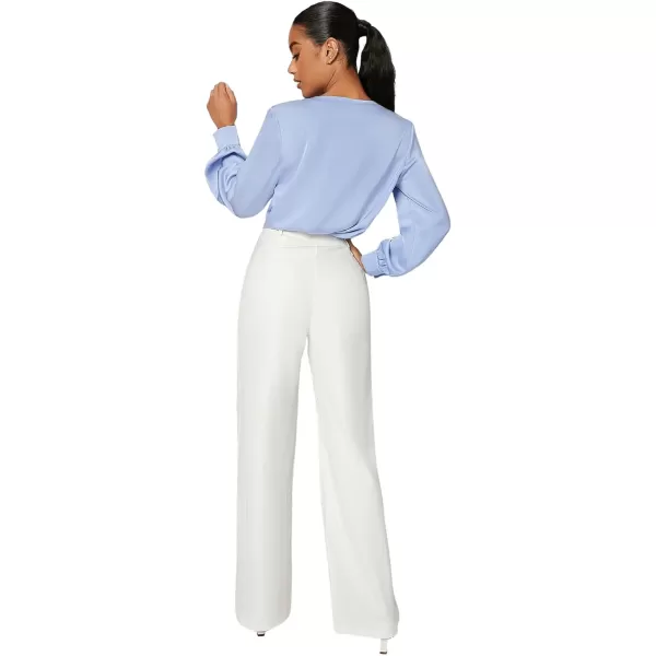 SweatyRocks Women's Casual Wide Leg High Waisted Button Down Straight Long Trousers Pants