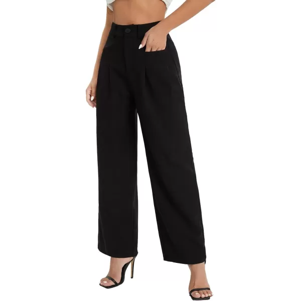 SweatyRocks Women's Casual Wide Leg High Waisted Button Down Straight Long Trousers Pants