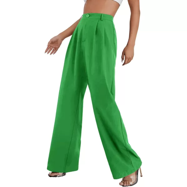 SweatyRocks Women's Casual Wide Leg High Waisted Button Down Straight Long Trousers Pants