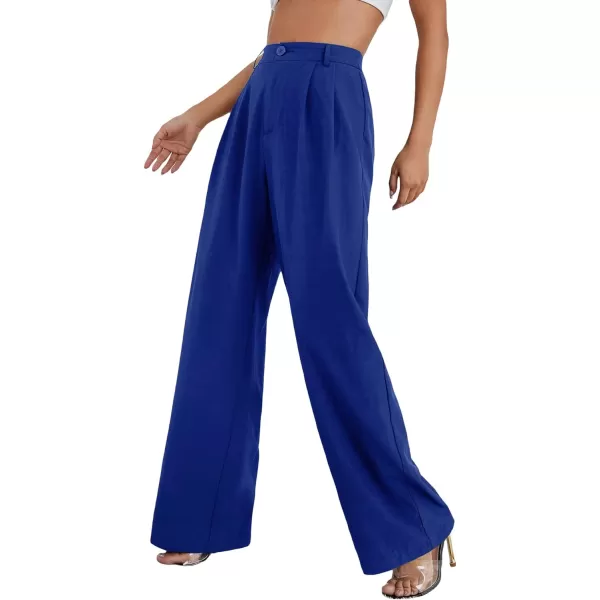 SweatyRocks Women's Casual Wide Leg High Waisted Button Down Straight Long Trousers Pants