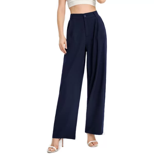 SweatyRocks Women's Casual Wide Leg High Waisted Button Down Straight Long Trousers Pants